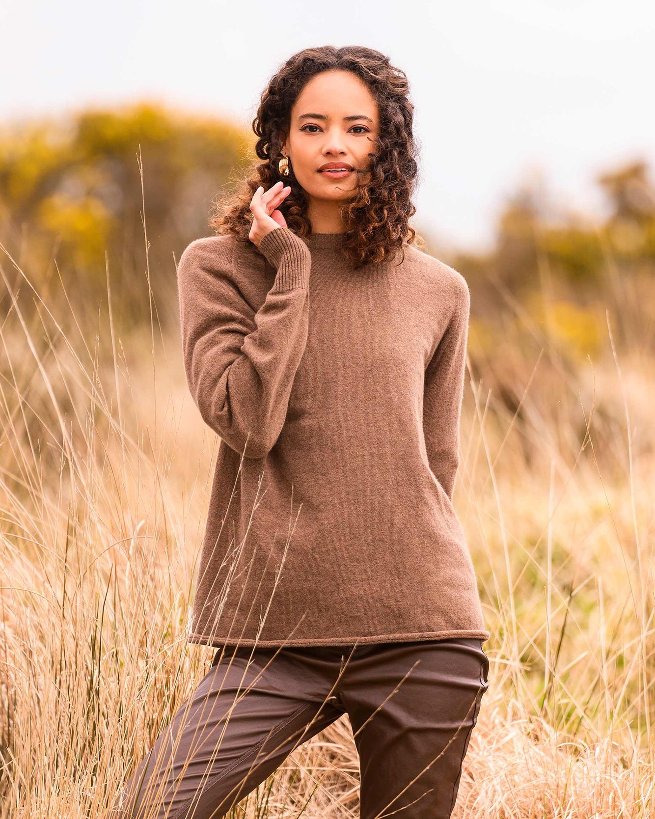 ALEGER Longline Dye Slouch Crew Jumper N.184D - Shell Lead main image 0