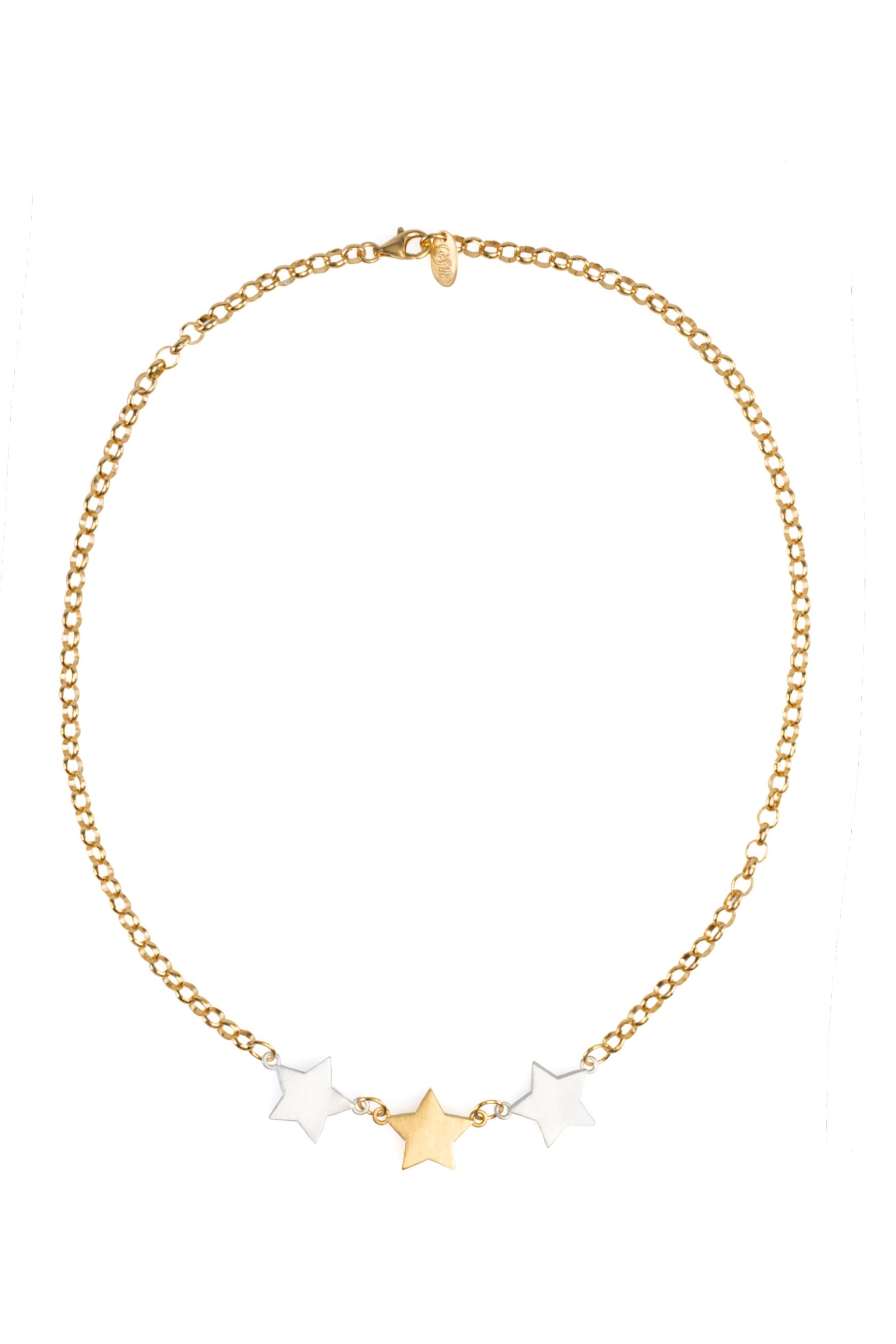 Trio Star Necklace Gold Mix