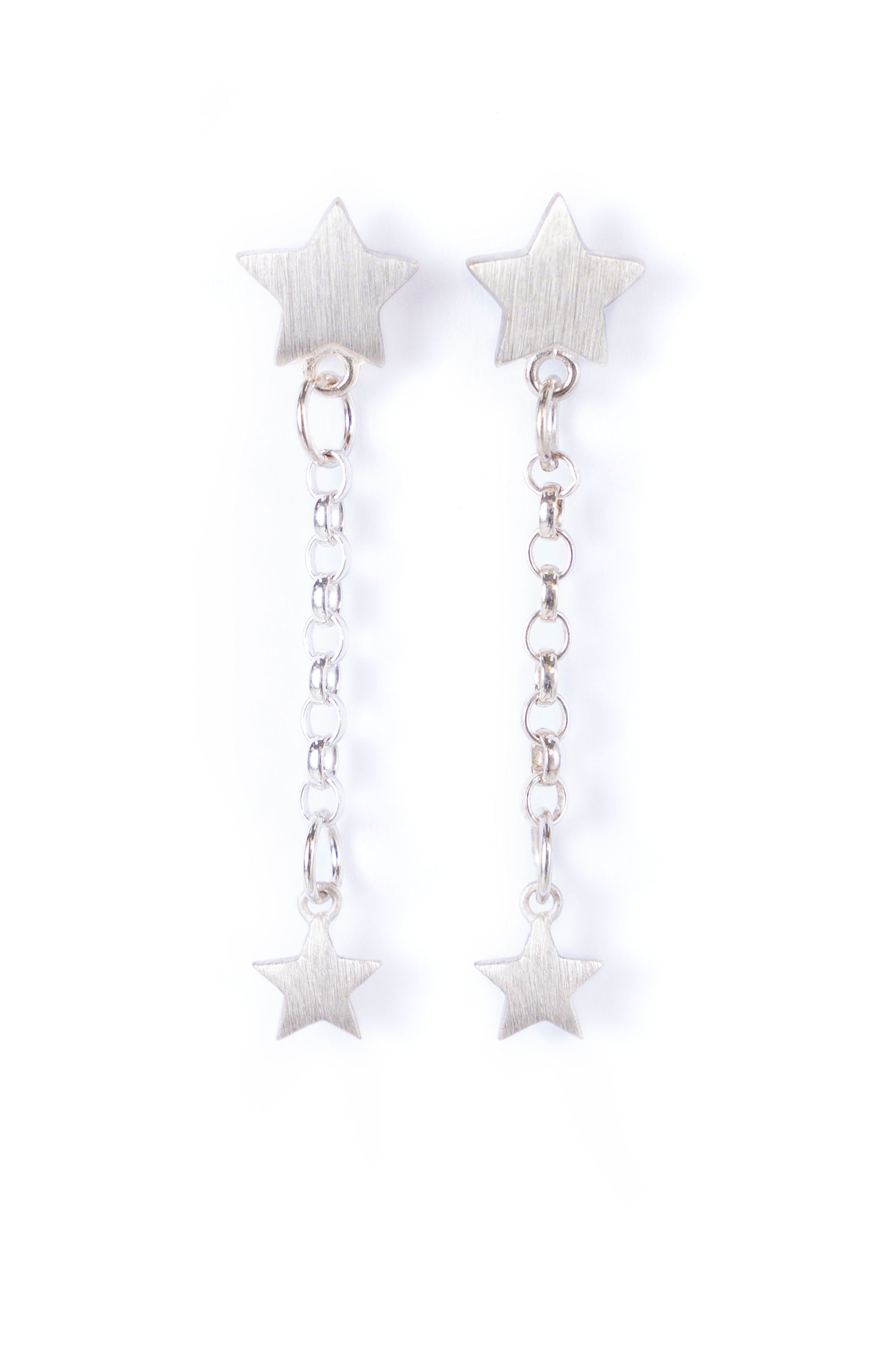 Star Drop Earrings Silver