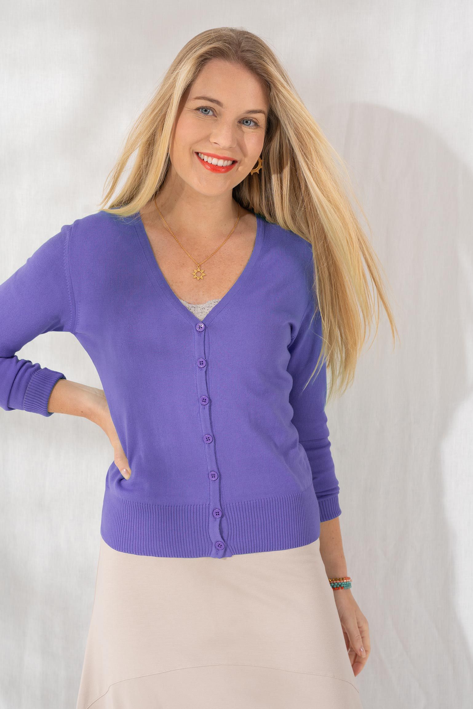 Cosmo Cotton V Neck Cardigan