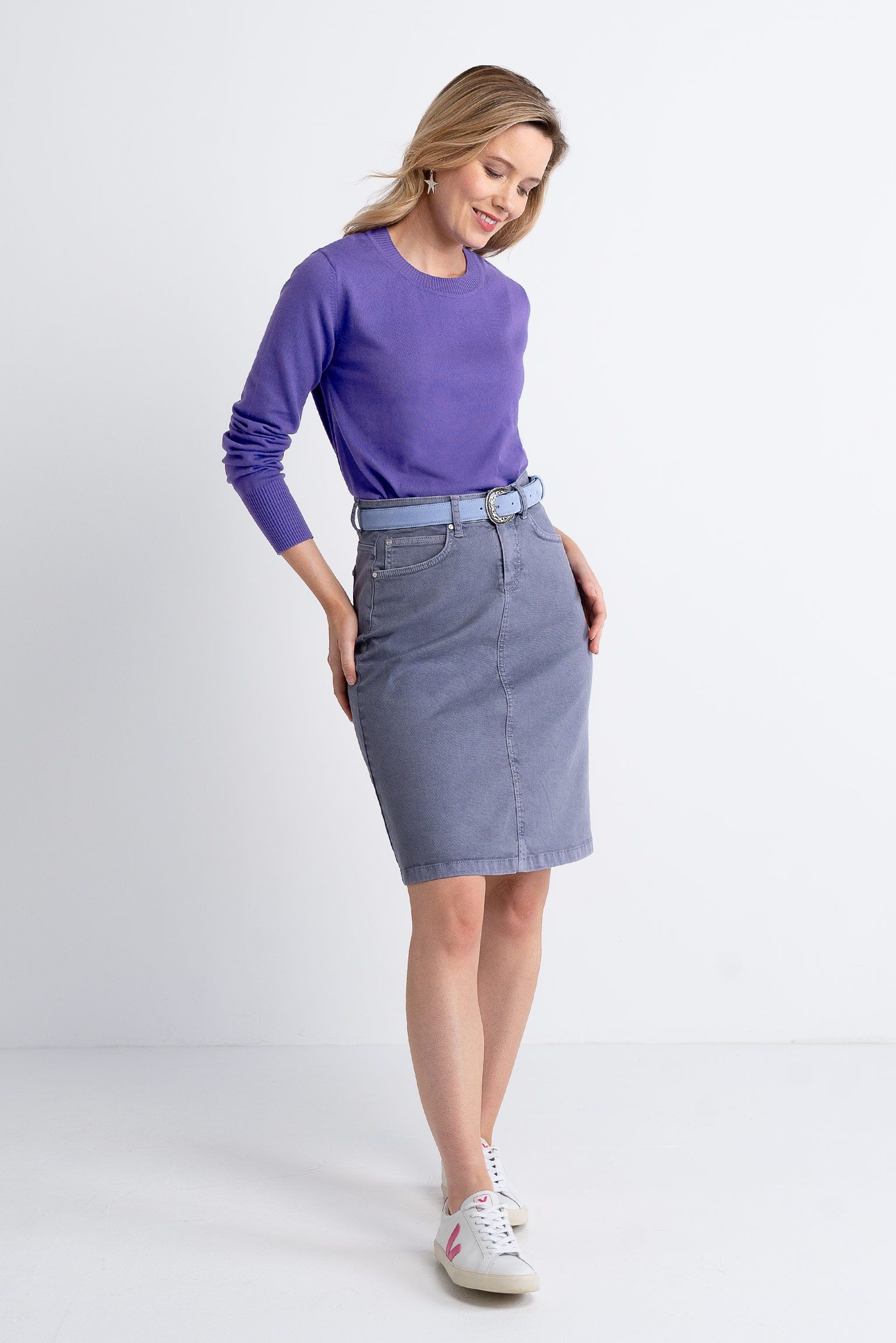 A Line Denim Skirt