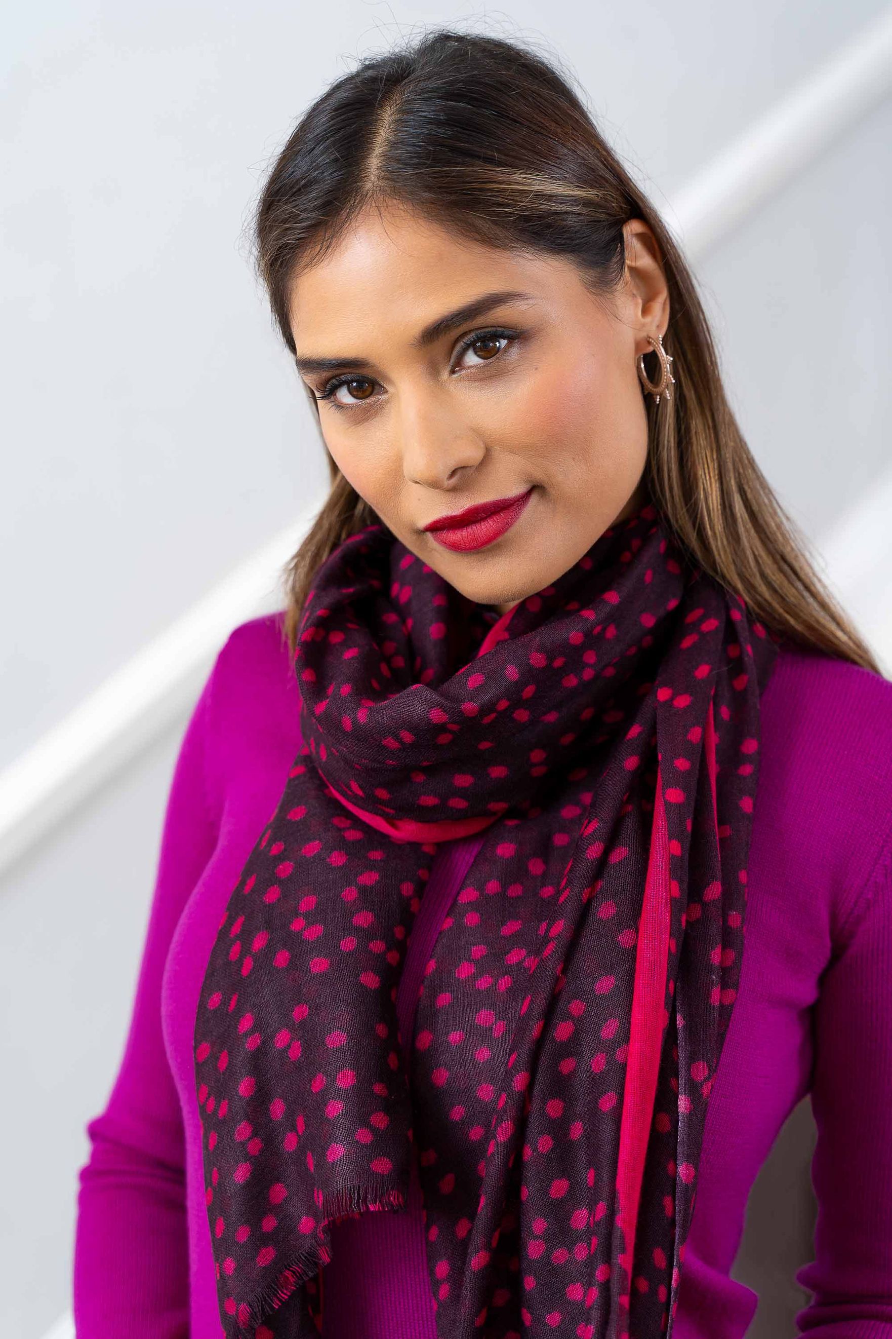 Polka Dot Print Wool Scarf