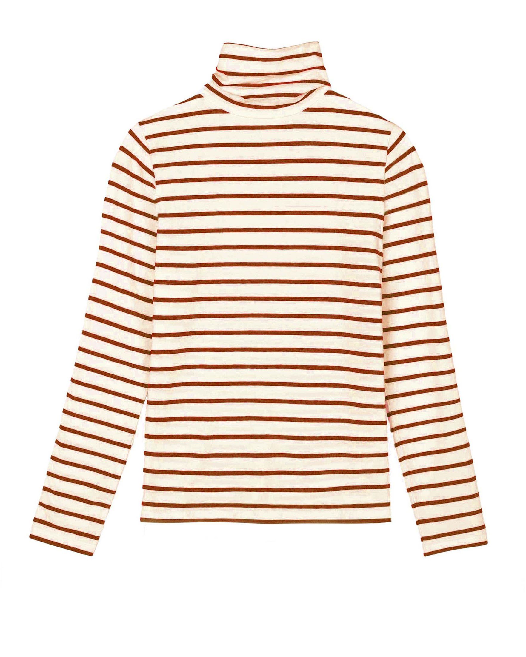 Stripe Cotton Roll Neck