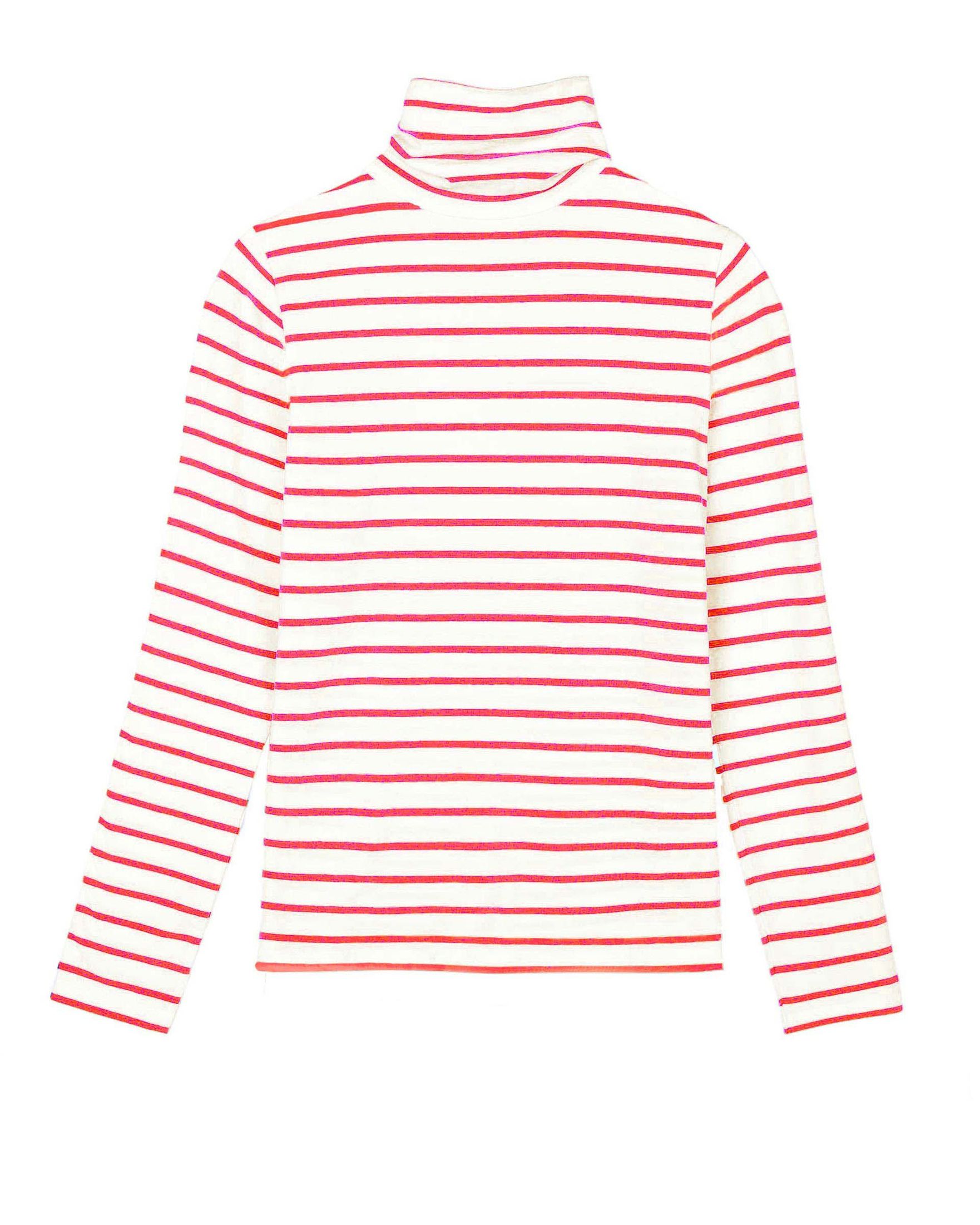 Stripe Cotton Roll Neck