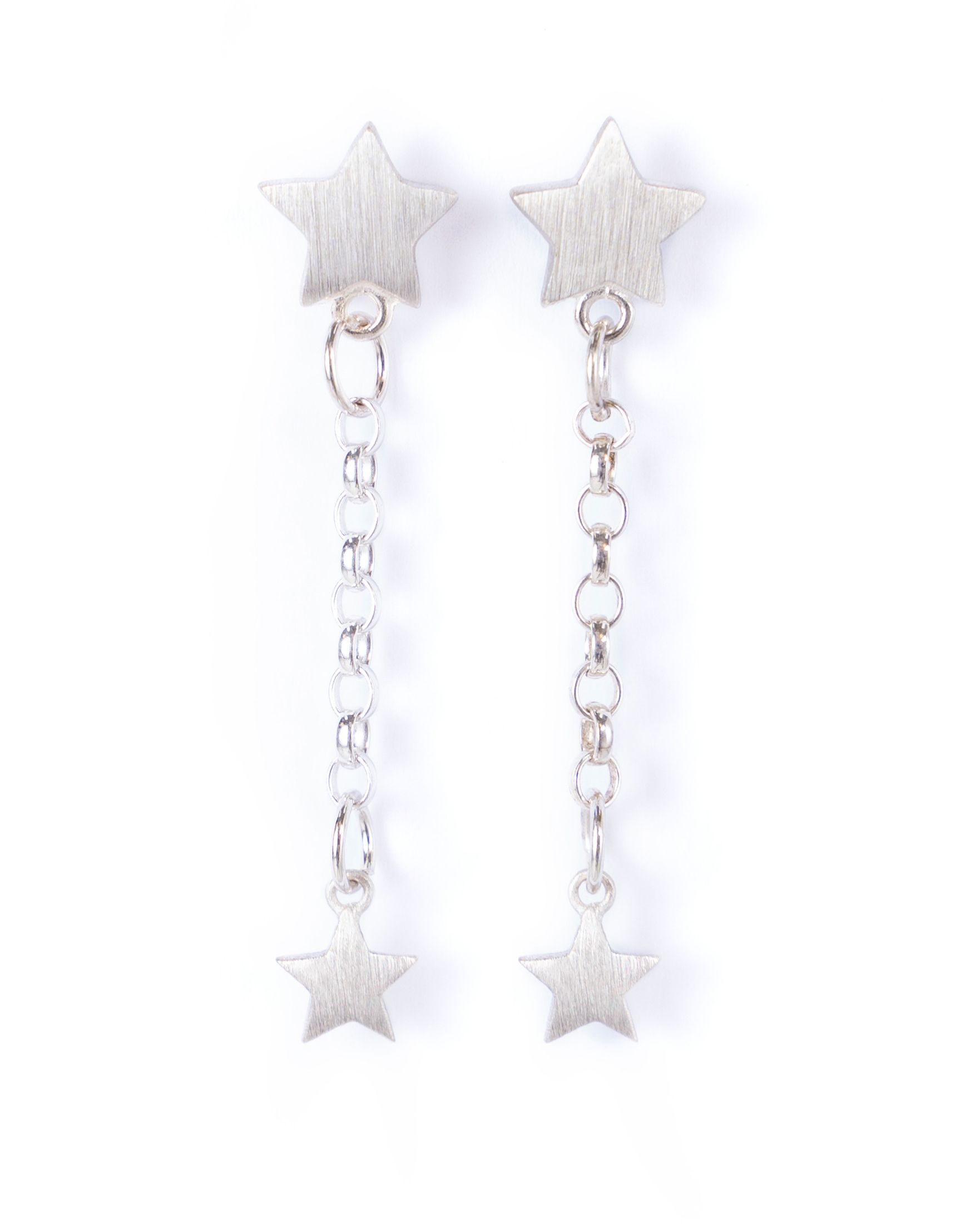 Star Drop Earrings Silver