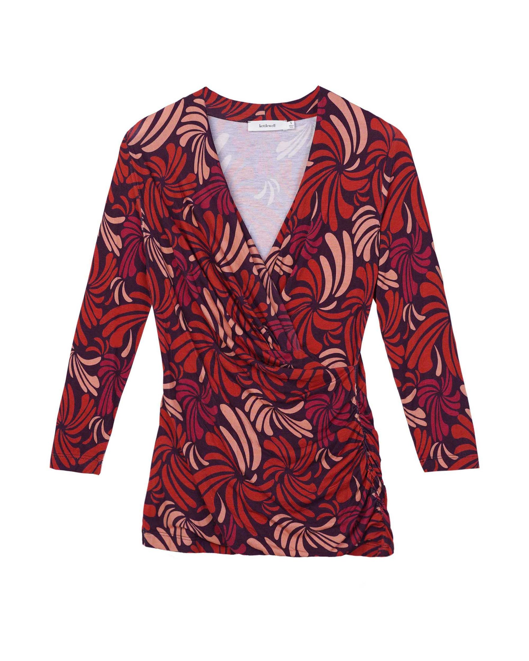 Swirl Print 3/4 Sleeve Crossover