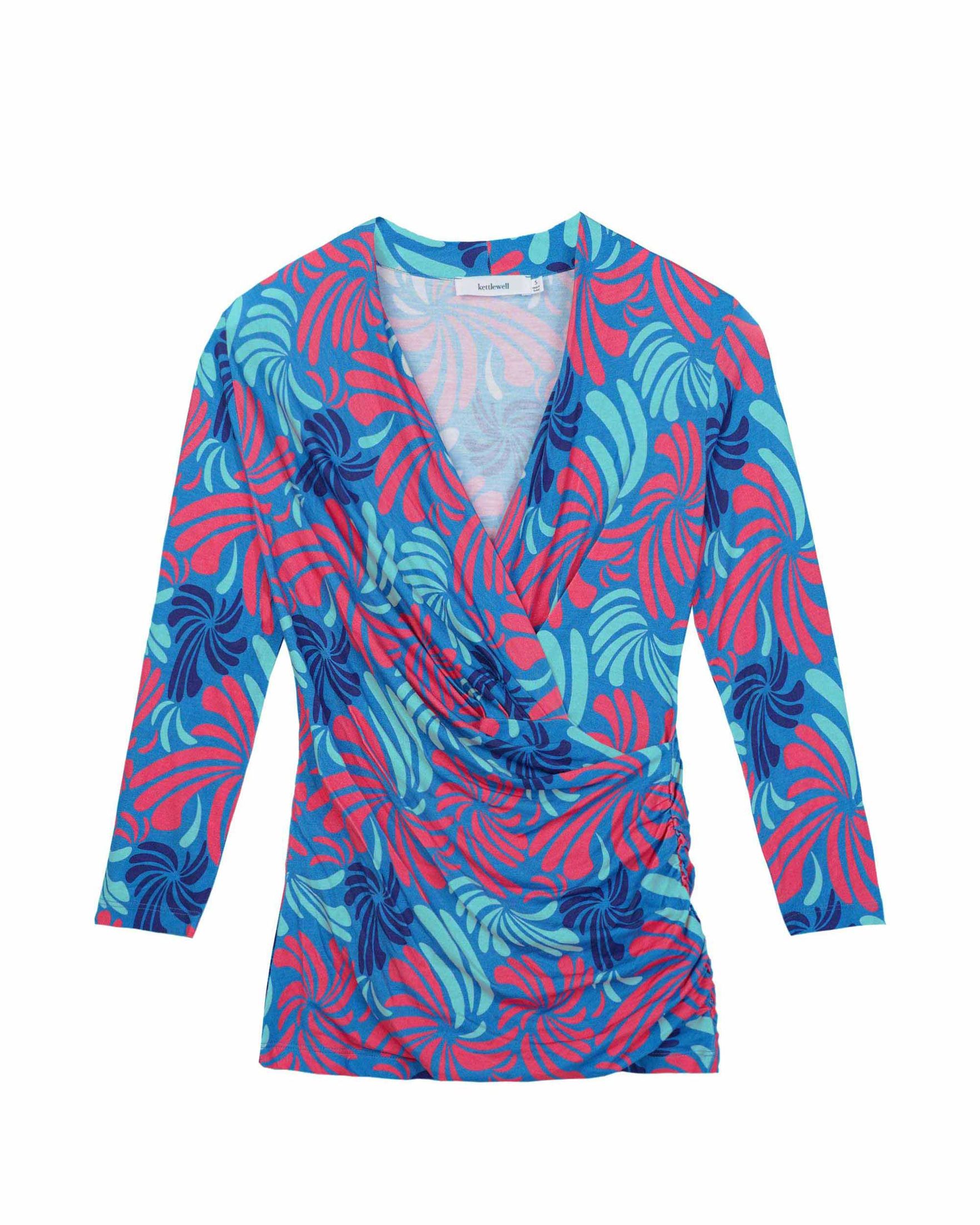 Swirl Print 3/4 Sleeve Crossover