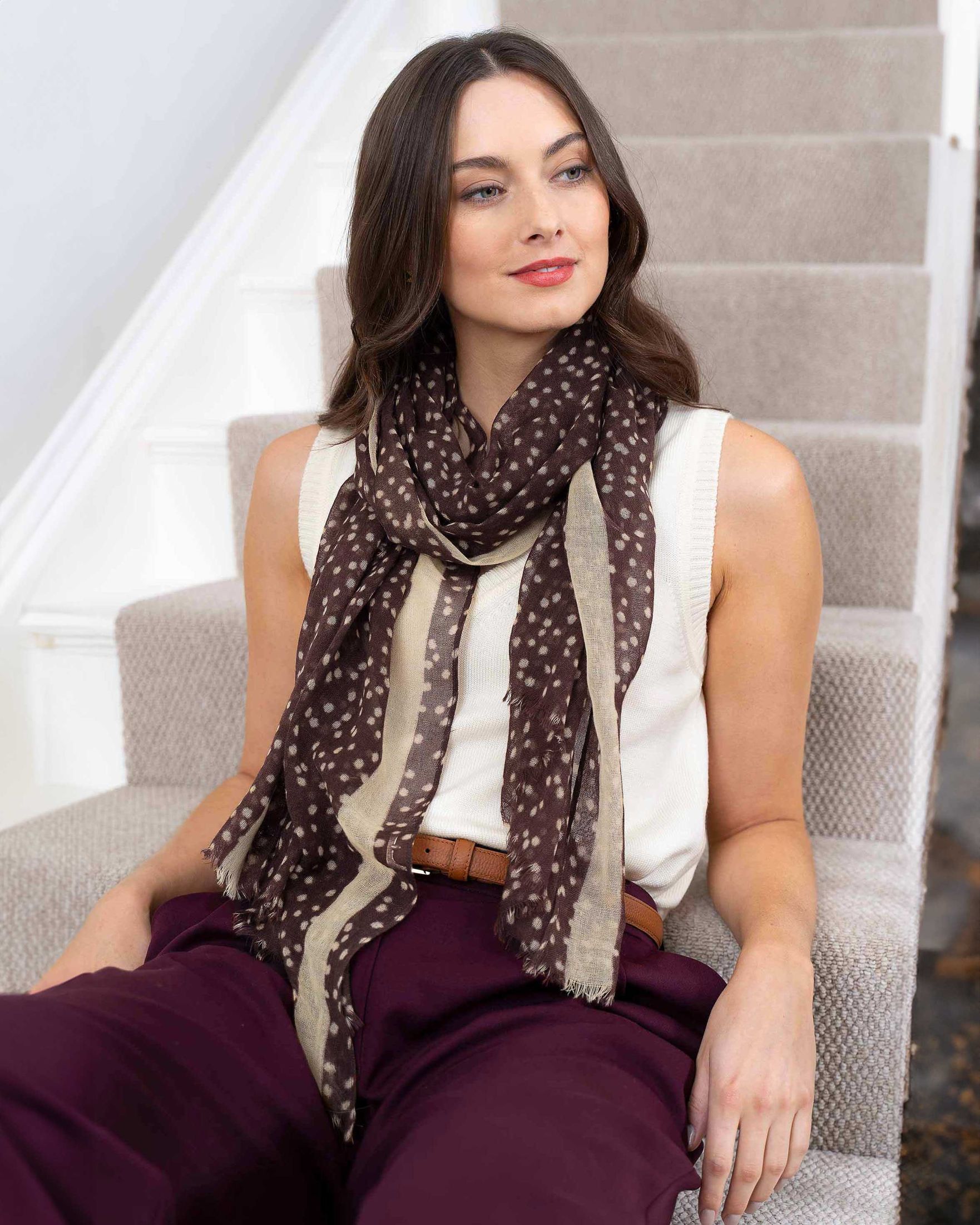 Polka Dot Print Wool Scarf