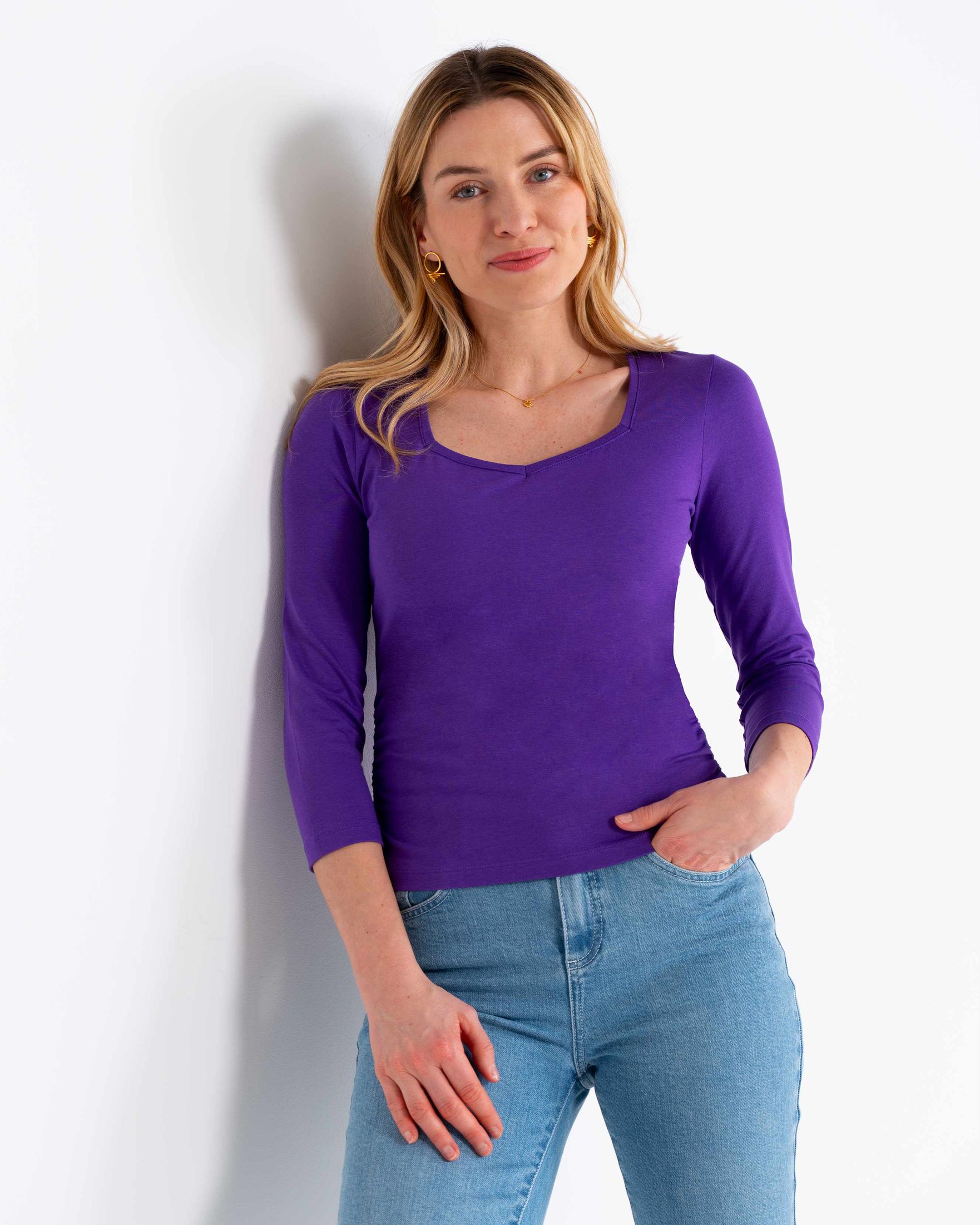 3/4 Sleeve Sweetheart Top