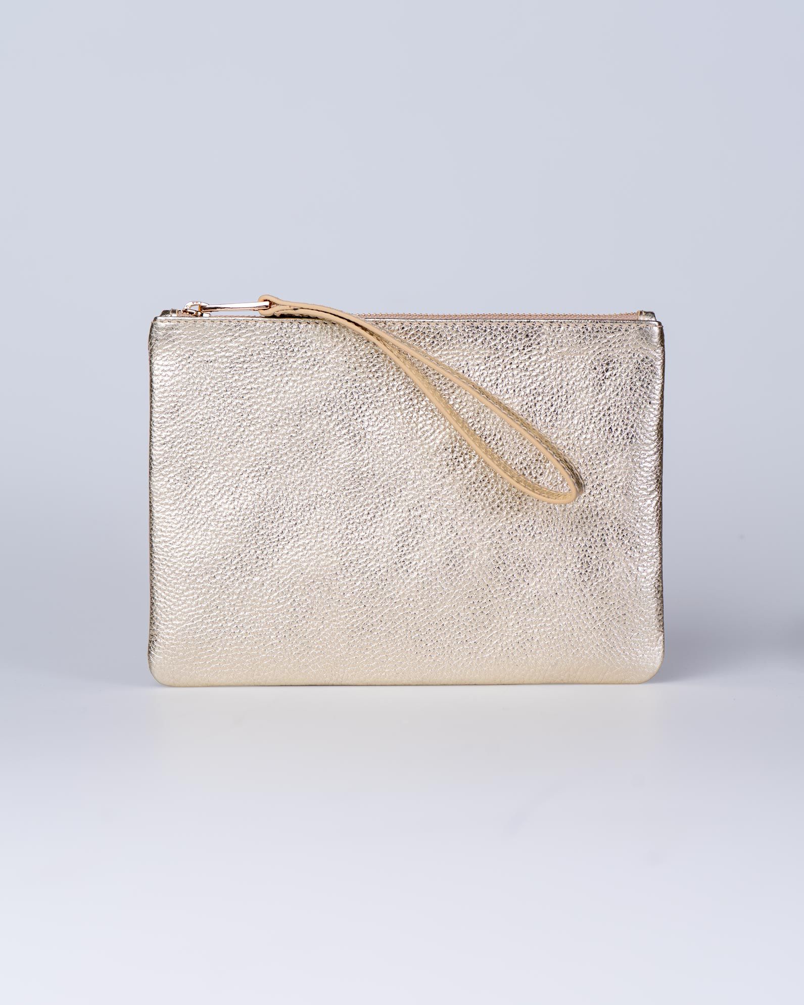 Leather Zip Top Large Pouch