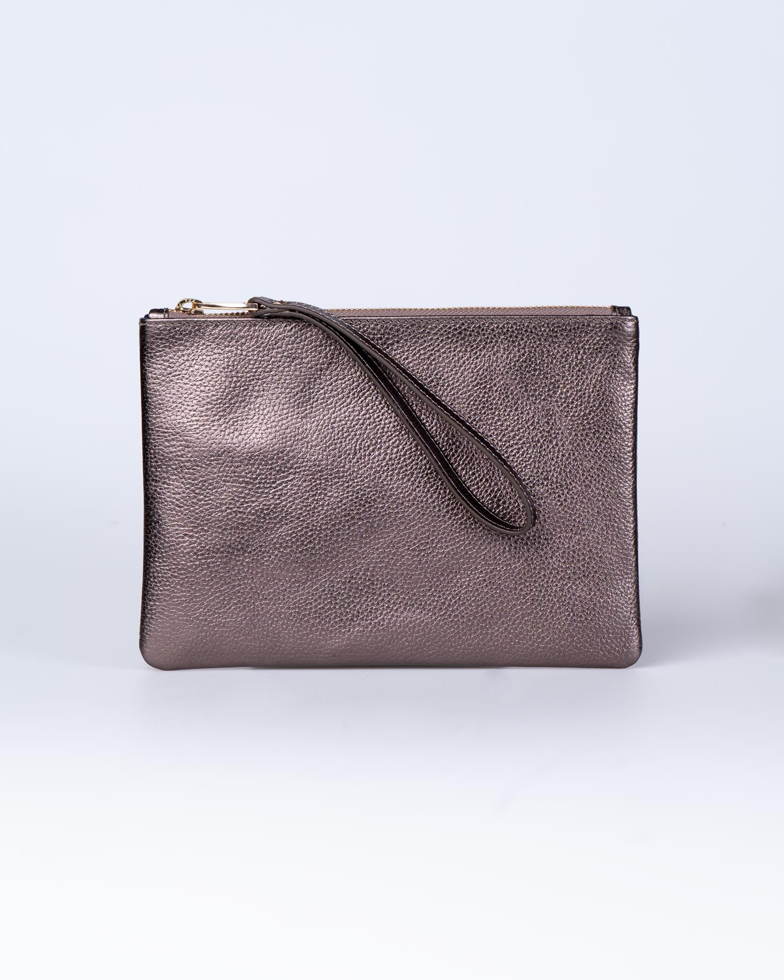 Leather Zip Top Large Pouch