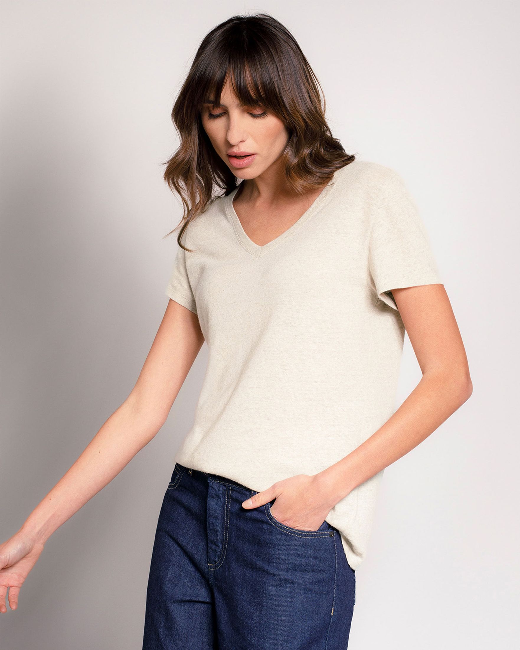 Celtic Linen Blend V Neck T-shirt