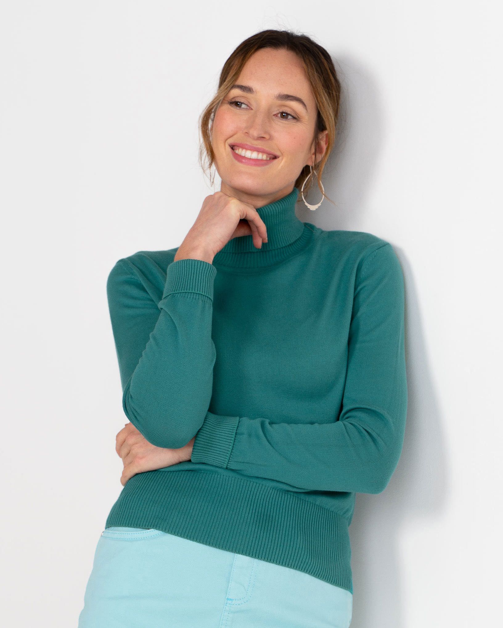 Fine Knit Organic Cotton Roll Neck