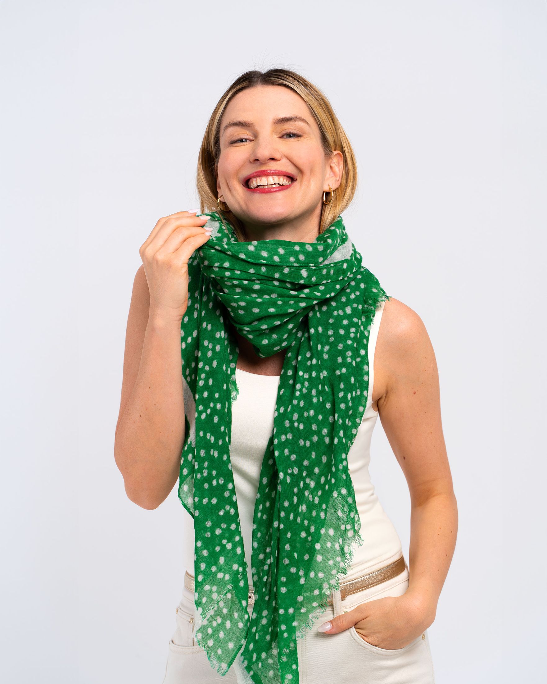 Polka Dot Print Wool Scarf