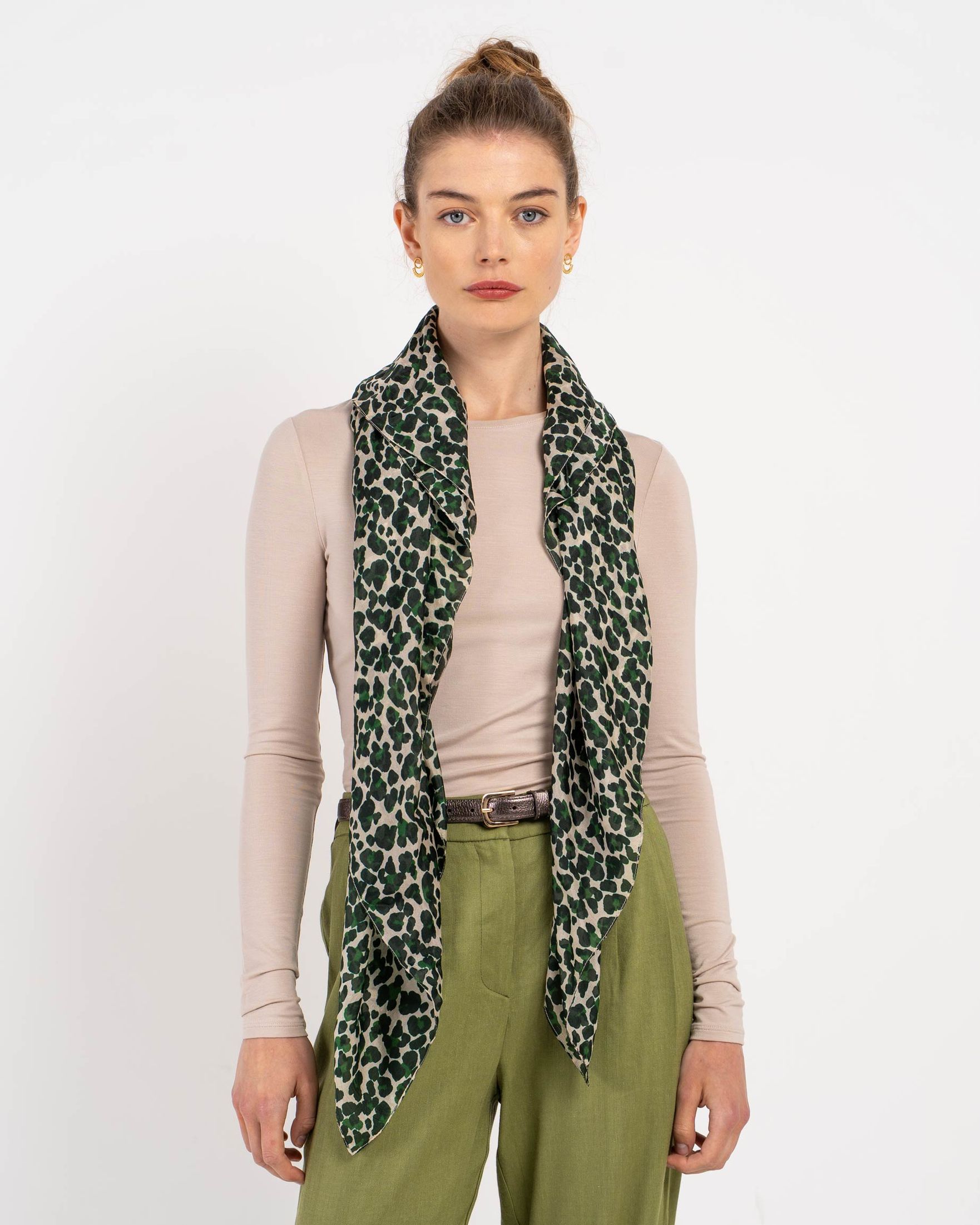 Sylvie Leopard Square Silk Scarf
