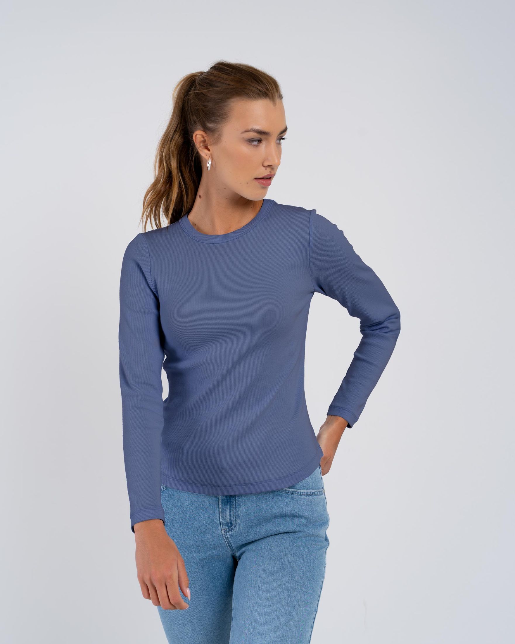 Long Sleeve Cotton Rib Crew