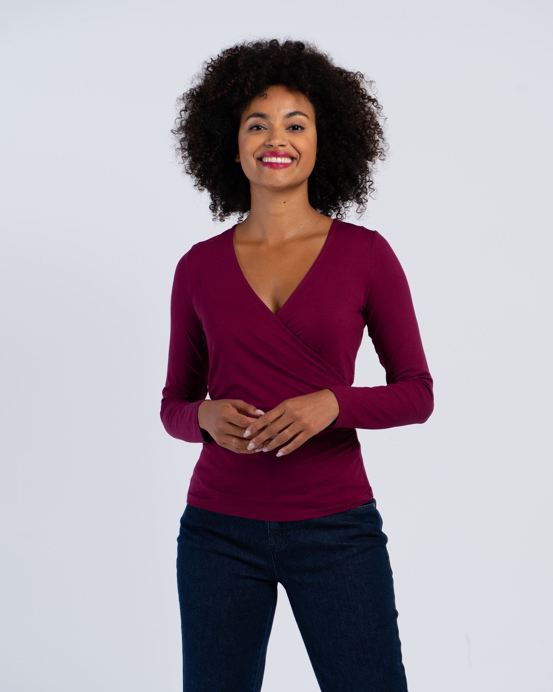 Long Sleeve Faux Wrap