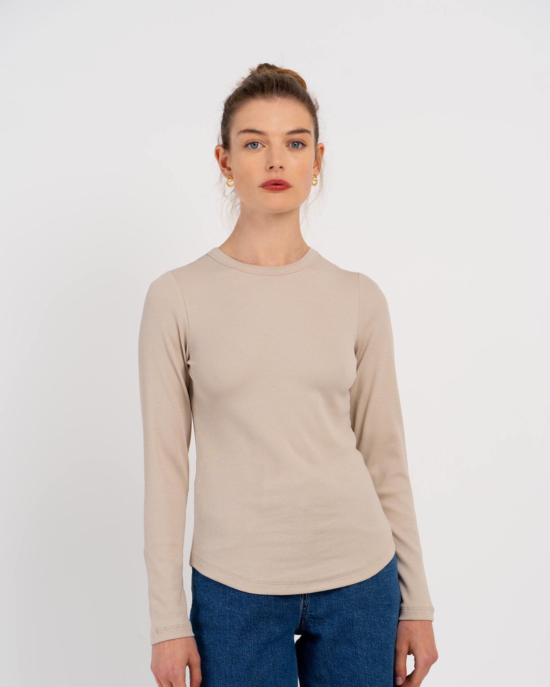 Long Sleeve Cotton Rib Crew