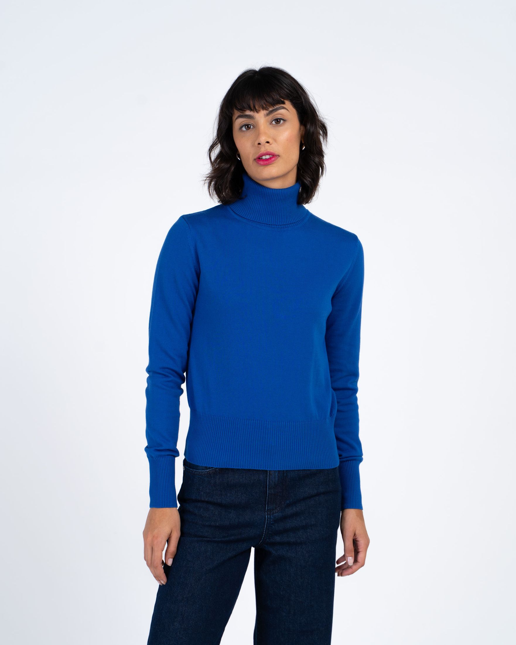 Fine Knit Organic Cotton Roll Neck
