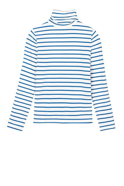 Stripe Cotton Roll Neck