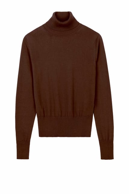 Fine Knit Cotton Roll Neck