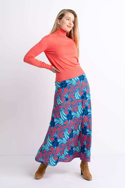 Swirl Print Maxi Skirt