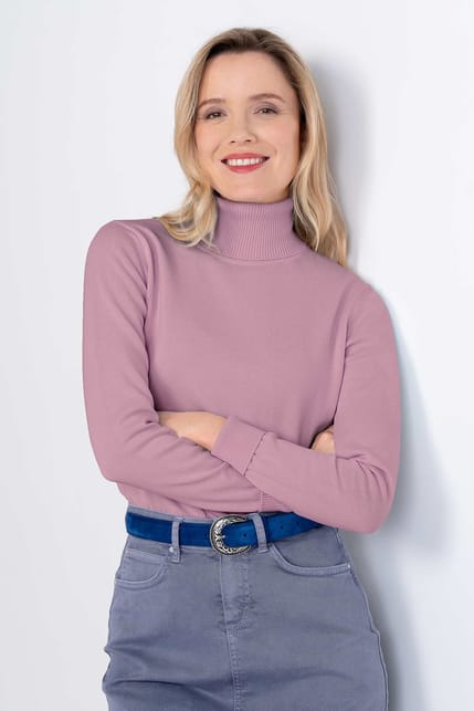 Fine Knit Cotton Roll Neck