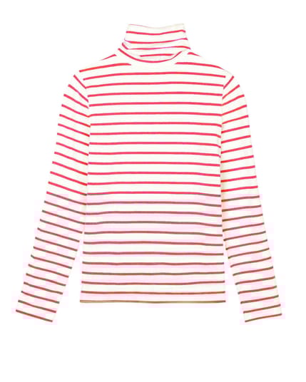 Stripe Cotton Roll Neck