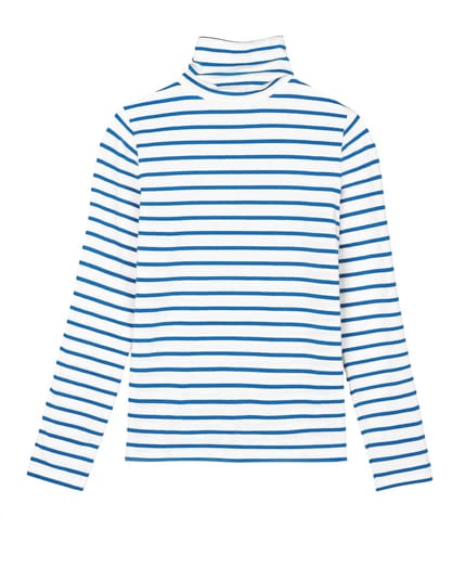 Stripe Cotton Roll Neck