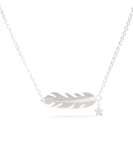 Feather Necklace Silver