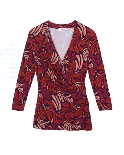 Swirl Print 3/4 Sleeve Crossover