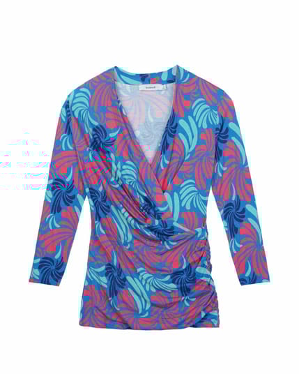 Swirl Print 3/4 Sleeve Crossover