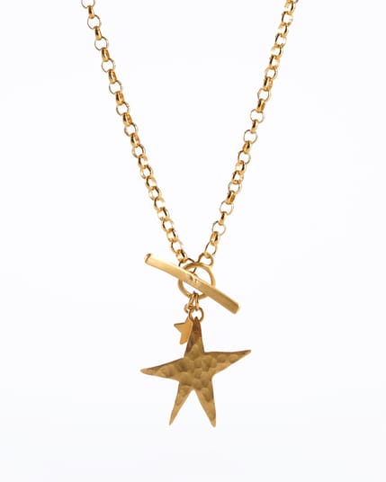 T-Bar Star Necklace Gold
