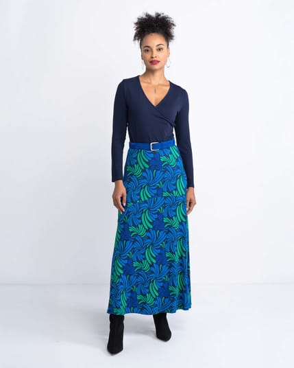 Swirl Print Maxi Skirt