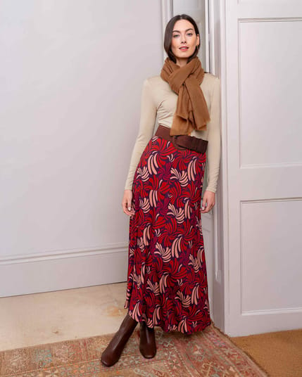 Swirl Print Maxi Skirt