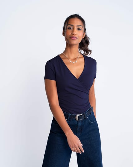 Faux Wrap Cap Sleeve