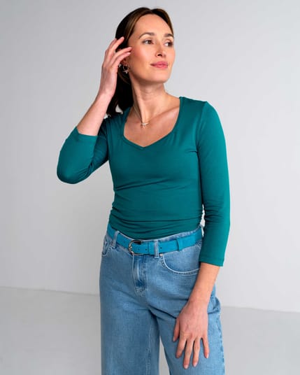 3/4 Sleeve Sweetheart Top
