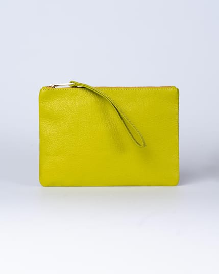Leather Zip Top Large Pouch