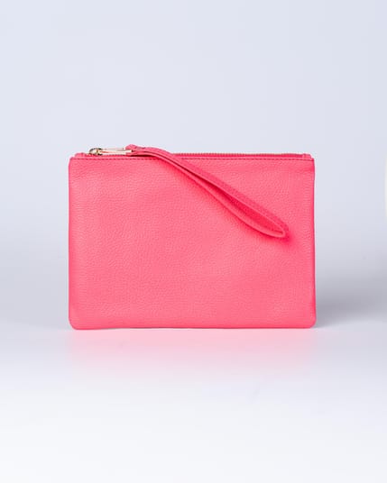 Leather Zip Top Large Pouch