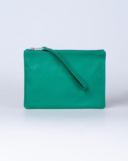 Leather Zip Top Large Pouch