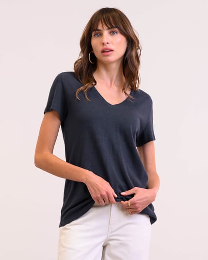 Celtic Linen Blend V Neck T-shirt