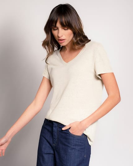 Celtic Linen Blend V Neck T-shirt