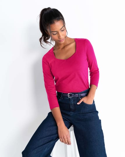 3/4 Sleeve Sweetheart Top