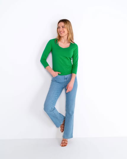 3/4 Sleeve Sweetheart Top