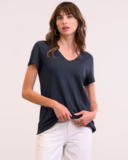Celtic Linen Blend V Neck T-shirt