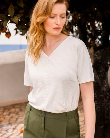 Celtic Slub Jersey V Neck Trim Top