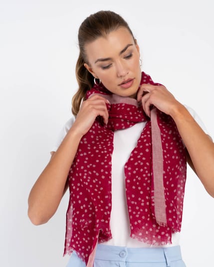 Polka Dot Print Wool Scarf