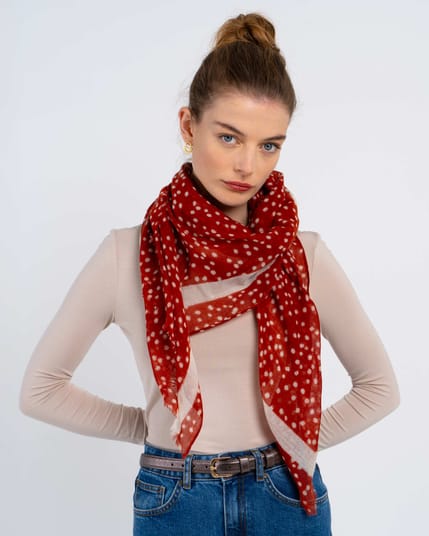 Polka Dot Print Wool Scarf