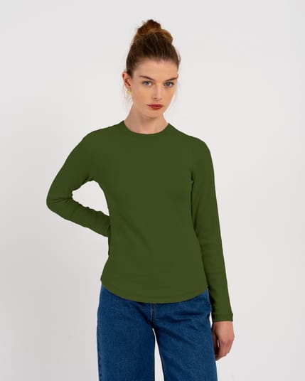 Long Sleeve Cotton Rib Crew