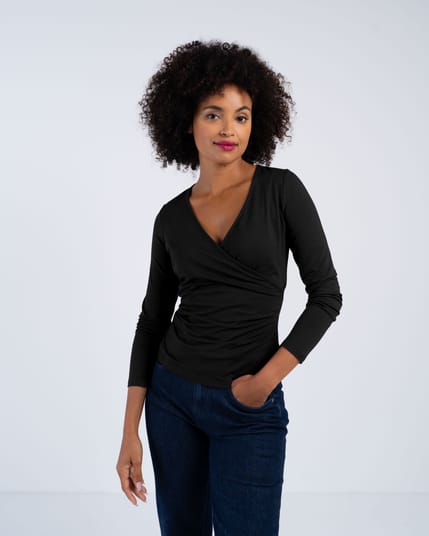 Long Sleeve Faux Wrap